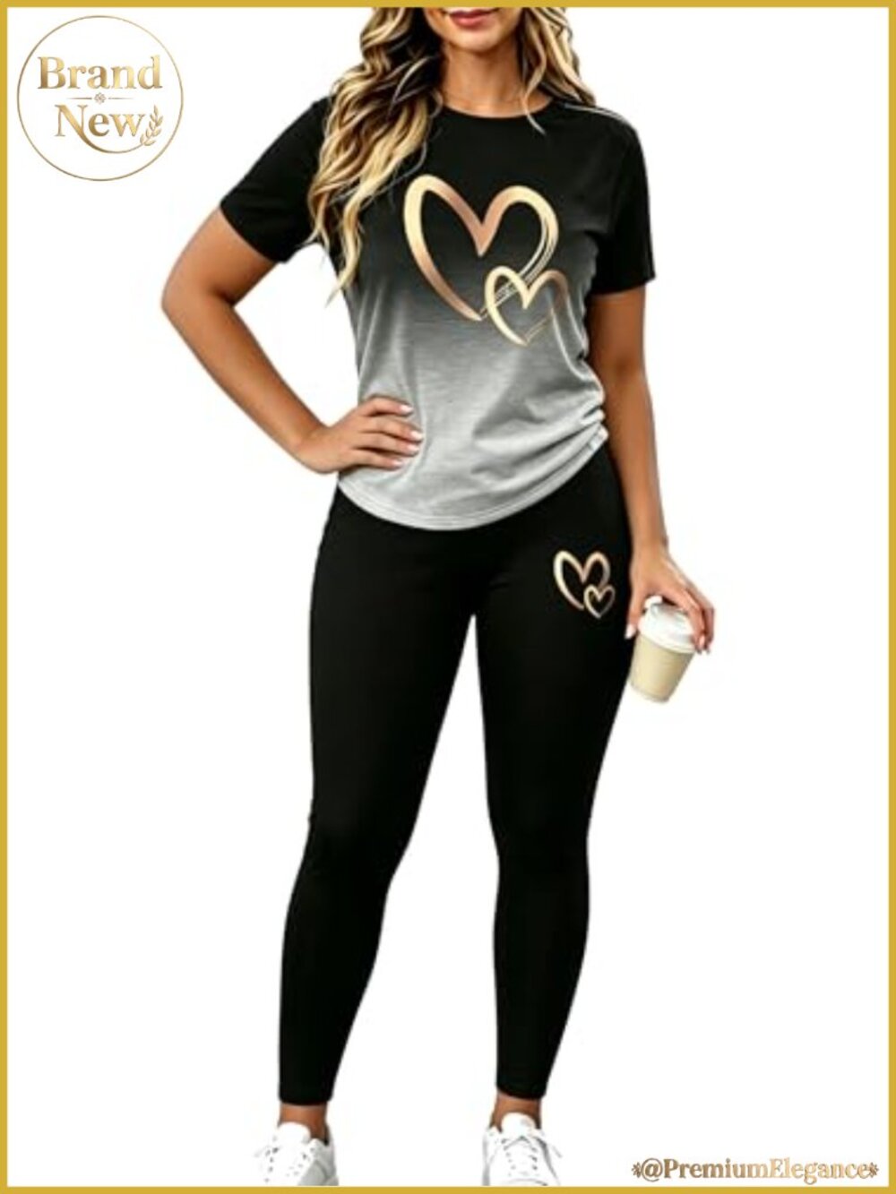 Women's 2 Piece Sweatsuit Set Gradient Short Sleeve Sweatpants Lounge